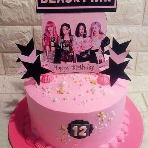 Black pink theme cake