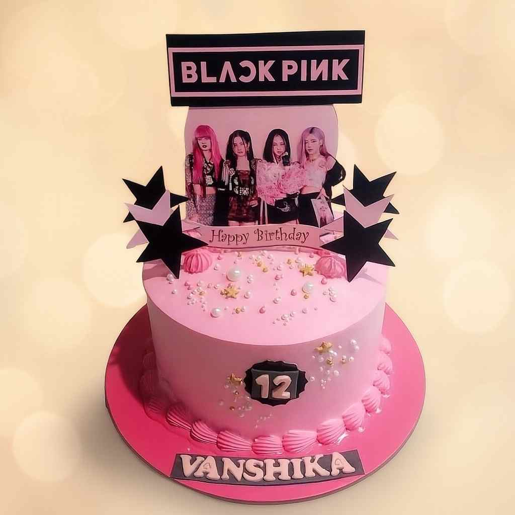 Black Pink theme Cake