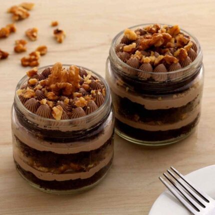 Chocolate walnut jar cake