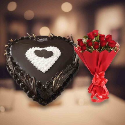 Heart-Shaped Chocolate Rose Cake