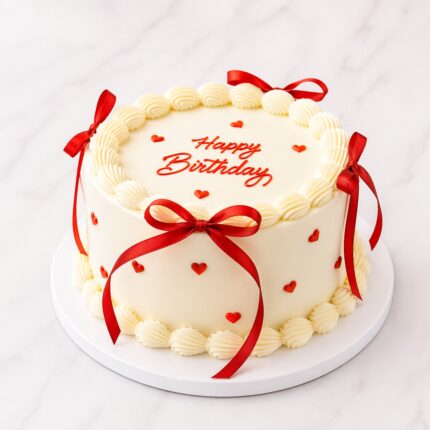Elegant Red Ribbon Cake