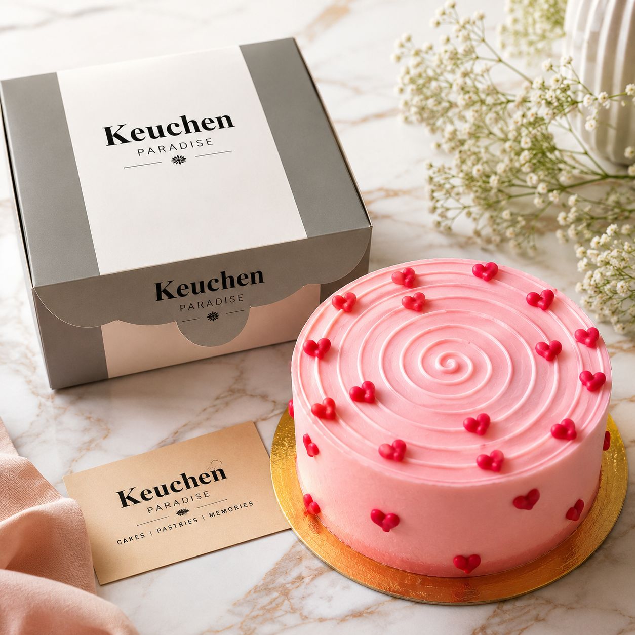 Pink Hearts of Love bento Cake